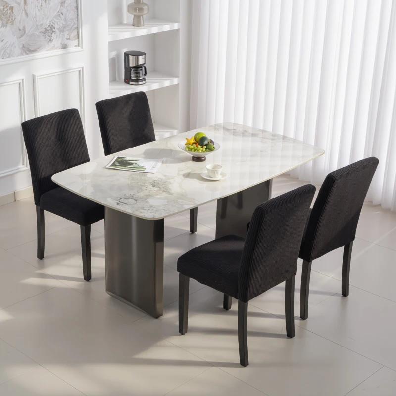 HOMCOM Modern Dining Chairs Set of 4, Kitchen Chairs with Rubberwood Legs and Padded Seat, Black