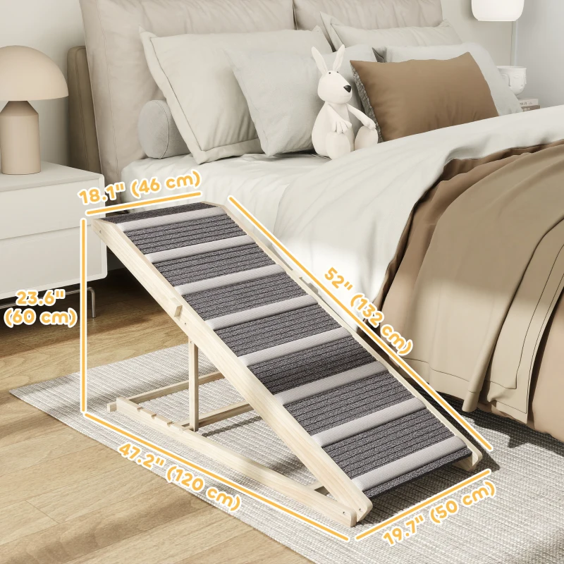 PawHut Dog Ramp for Couch, Foldable Pet Ramp for Small to Large Dog, 4 Adjustable Height from16" to 23.5"