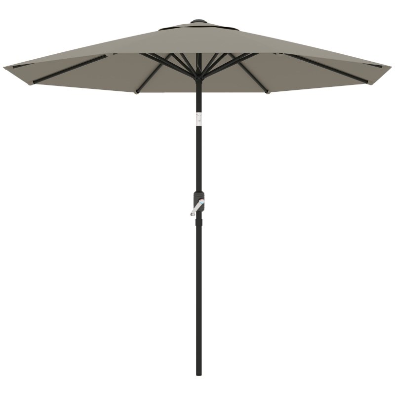 Outsunny Aluminum Patio Umbrella, Garden Outdoor Parasol, Sun Shelter, 8.5ft, Light Grey