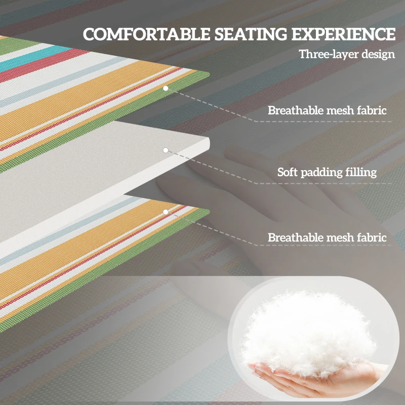 Outsunny 2 Piece Folding Chaise Lounge Pool Chairs with 5-level Reclining Back, Reading Hole, Side Pocket, Rainbow Striped