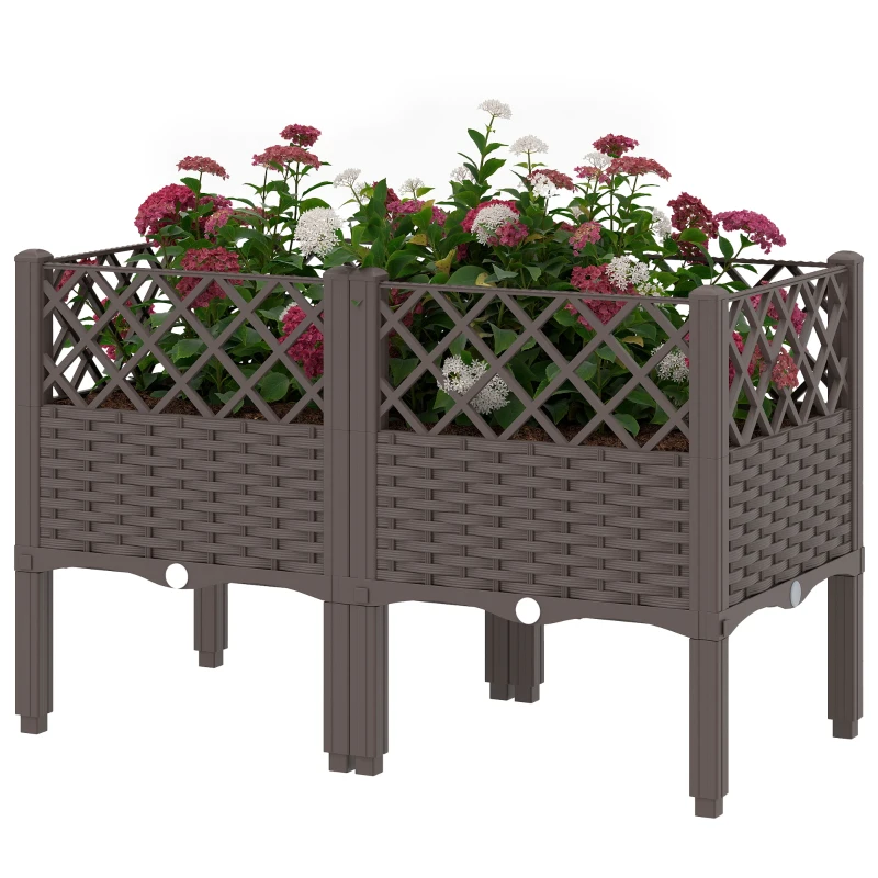 Outsunny Raised Garden Bed with Legs, Self Watering Elevated Planter Boxes with Drainage Holes, 31.5" x 15.7" x 20.3"