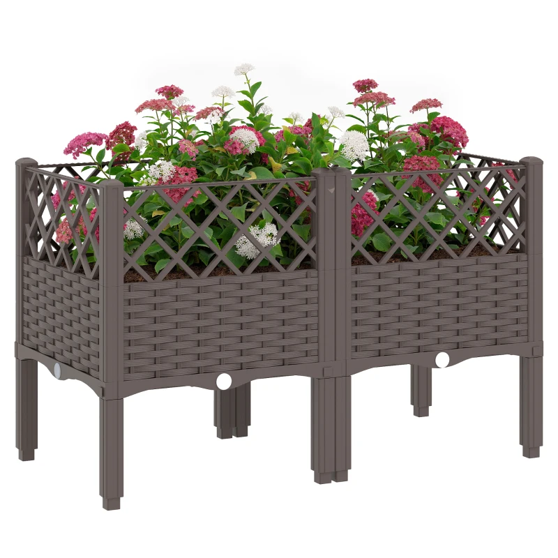 Outsunny Raised Garden Bed with Legs, Self Watering Elevated Planter Boxes with Drainage Holes, 31.5" x 15.7" x 20.3"