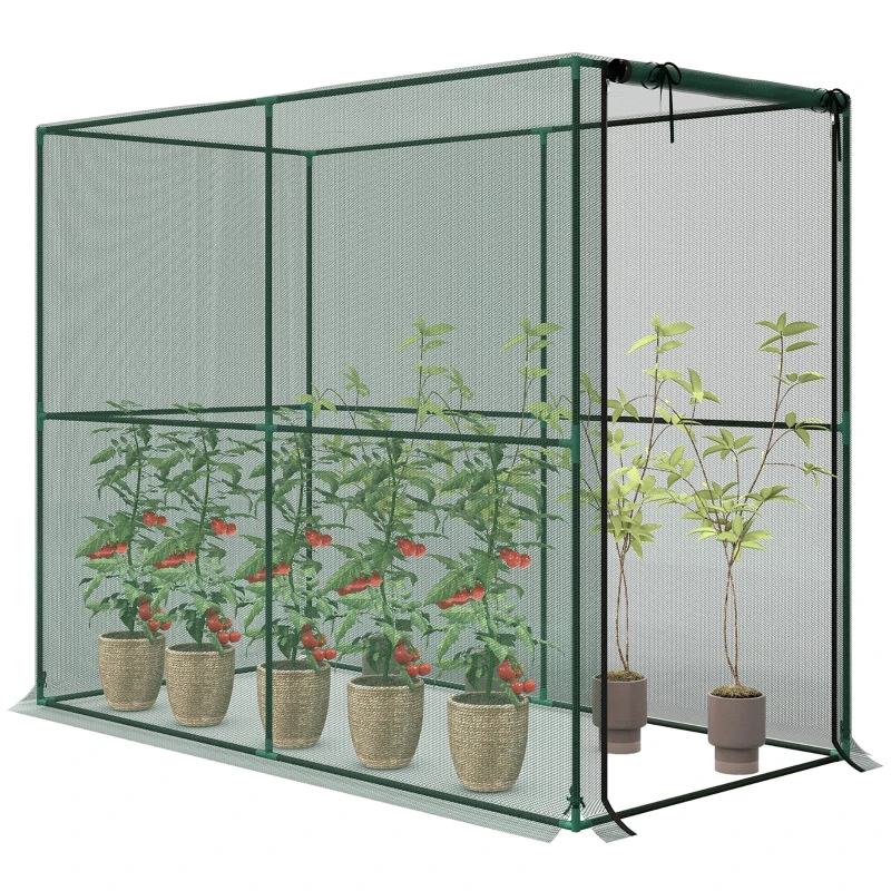 Outsunny Crop Cage, Plant Protection Tent with Zippered Door, Plant Protector from Animals for Vegetables Flowers Fruits, Green