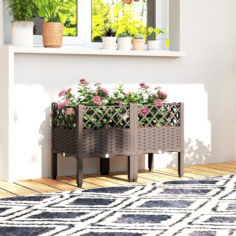 Outsunny Raised Garden Bed with Legs, Self Watering Elevated Planter Boxes with Drainage Holes, 31.5" x 15.7" x 20.3"