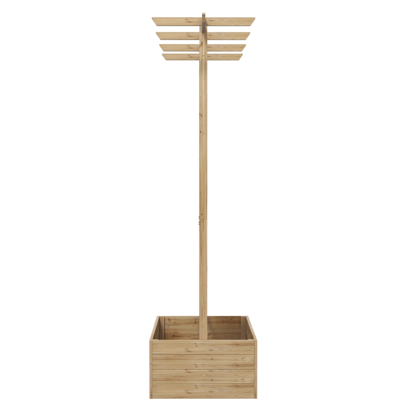 Outsunny Wooden Planter with Trellis Privacy Screen, Raised Garden Bed to Grow Vegetables, Herbs and Flowers, Natural