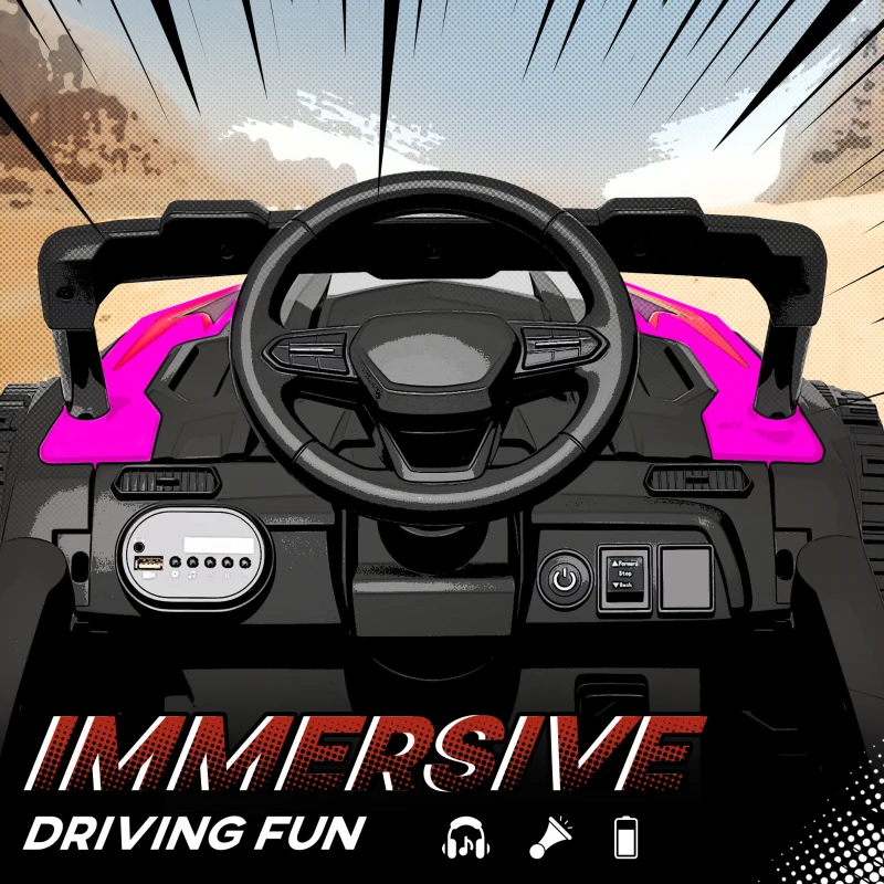 Qaba 12V Kids Ride On Truck, Battery Powered Electric UTV Vehicle with Rear Suspension, Remote Control for 3-8 Years, Pink