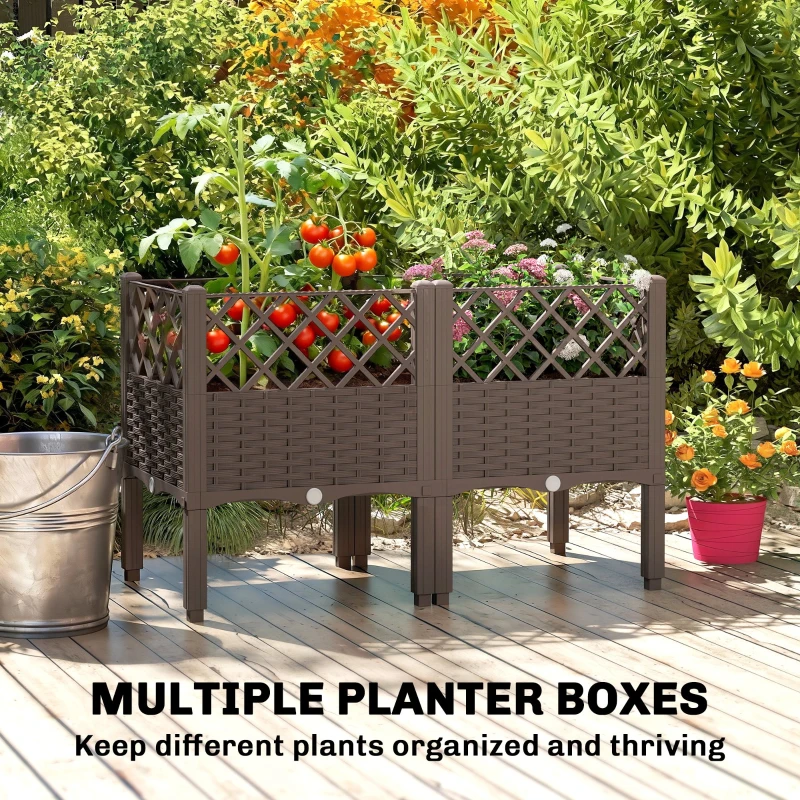 Outsunny Raised Garden Bed with Legs, Self Watering Elevated Planter Boxes with Drainage Holes, 31.5" x 15.7" x 20.3"