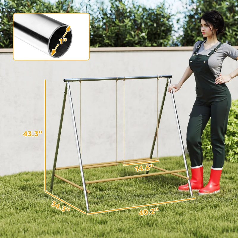 PawHut Chicken Perch for Coop, Chicken Roosting Bars with 2 Swings, Coop Accessories for Farm, Backyard, Silver