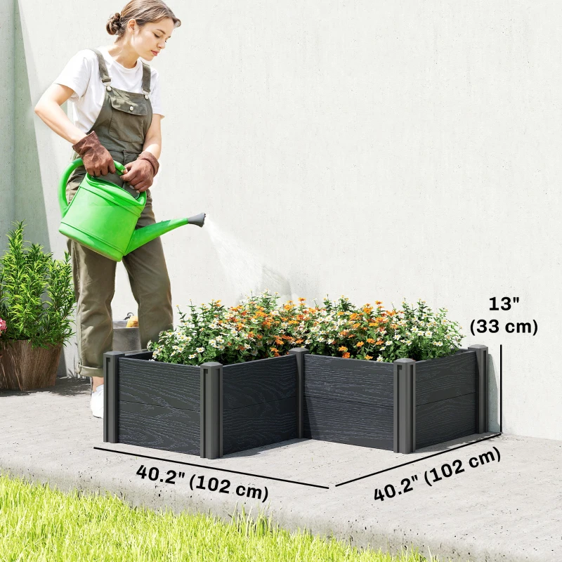Outsunny Vinyl Raised Garden Bed Kit, 3 x 3 x 1ft Elevated Garden Box with Open Bottom, Screwless Outdoor Planter Box