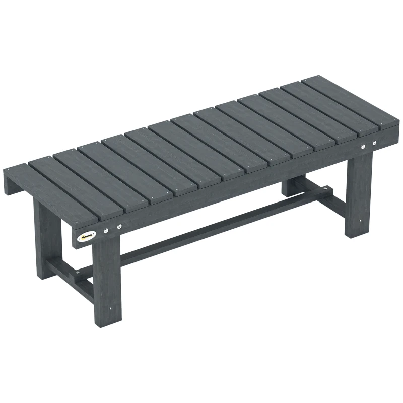 Outsunny Outdoor Garden Bench, Backless Patio Fir Wood Stool, Armless Loveseat, 43.25" x 15" x 13.75", Grey