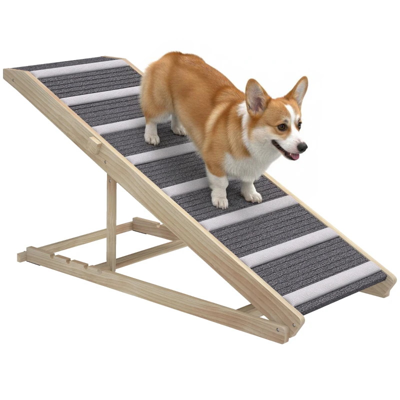 PawHut Dog Ramp for Couch, Foldable Pet Ramp for Small to Large Dog, 4 Adjustable Height from16" to 23.5"