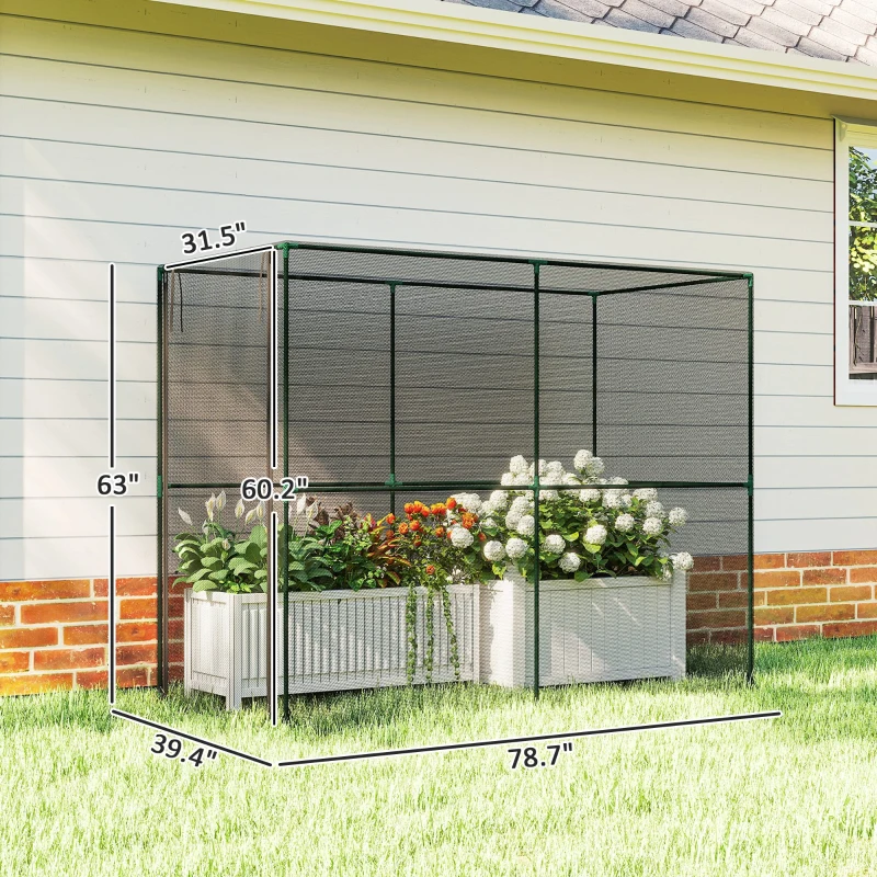 Outsunny Crop Cage, Plant Protection Tent with Zippered Door, Plant Protector from Animals for Vegetables Flowers Fruits, Black