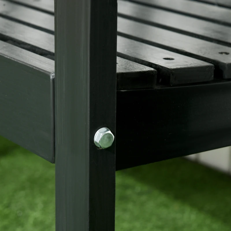 Outsunny Wooden Outdoor Bench, 3 Person Patio Garden Bench with Diamond Pattern Backrest, Slatted Seat, 792 LBS Capacity, Black