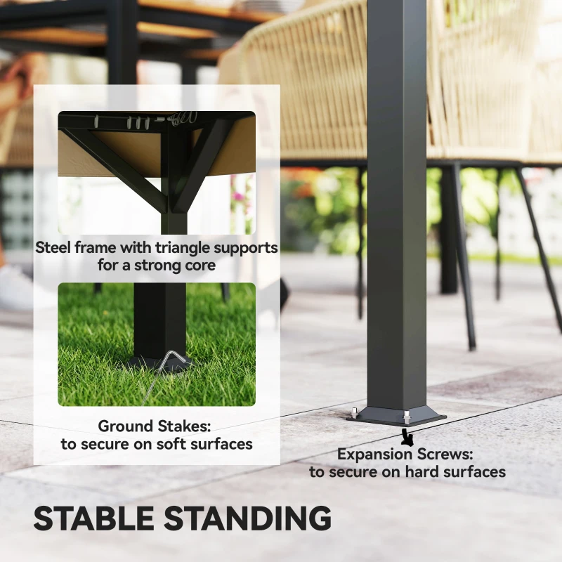 Outsunny 10' x 12' Outdoor Patio Gazebo, Soft Top Gazebo Canopy Shelter with Curtains, Netting, Steel Frame, Hooks, Khaki