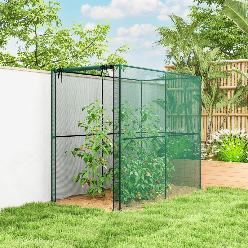 Outsunny Crop Cage, Plant Protection Tent with Zippered Door, Plant Protector from Animals for Vegetables Flowers Fruits, Green