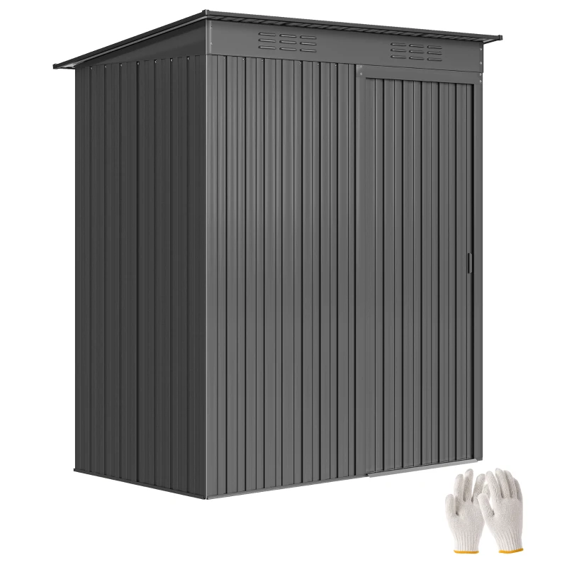 Outsunny 5.2' x 3.5' Outdoor Storage Shed, Easy to Assemble Metal Garden Shed, for Backyard, Lawn, Patio, Dark Grey