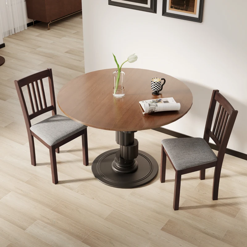 HOMCOM Modern Dining Chairs Set of 2, Linen Upholstered Kitchen Chairs with Rubberwood Legs for Dining Room, Living Room, Gray