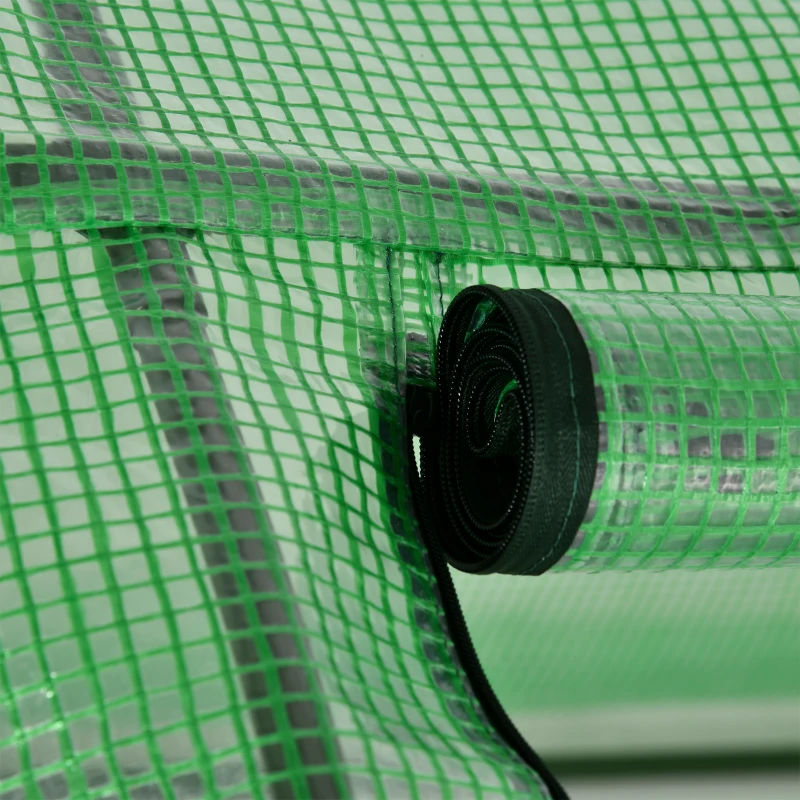 Outsunny 9.7' x 3.3' x 2.5' Mini Tunnel Greenhouse with PE Cover Garden Green Grow Shed with Steel Frame Zipped Doors, Dark Green