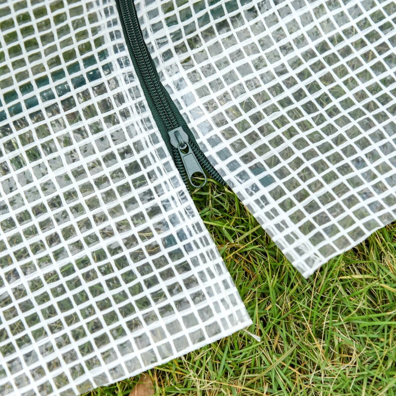 Outsunny 9' x 3' x 3' Outdoor Mini Greenhouse, Portable Tunnel Greenhouse with Large Zipper Doors and PE Cover for Garden, White