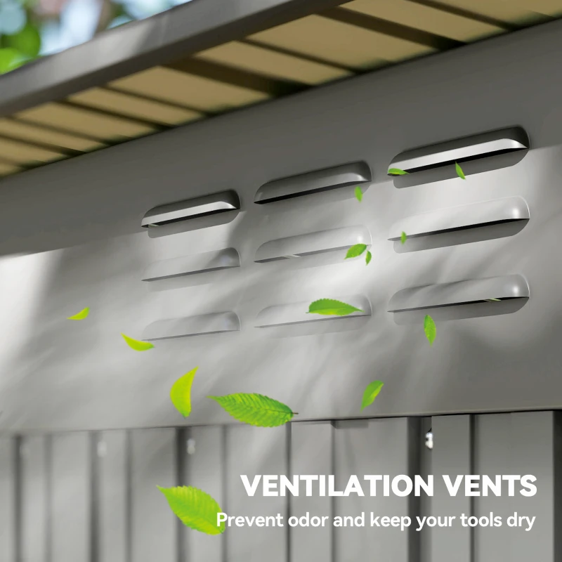 Outsunny 5.2' x 3.5' Outdoor Storage Shed, Easy to Assemble Metal Garden Shed, for Backyard, Lawn, Patio, Light Grey