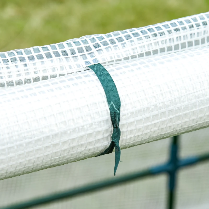 Outsunny 9' x 3' x 3' Outdoor Mini Greenhouse, Portable Tunnel Greenhouse with Large Zipper Doors and PE Cover for Garden, White