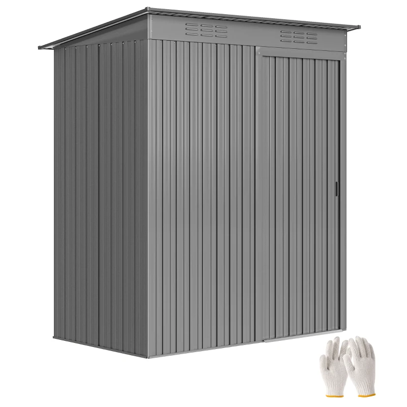 Outsunny 5.2' x 3.5' Outdoor Storage Shed, Easy to Assemble Metal Garden Shed, for Backyard, Lawn, Patio, Light Grey