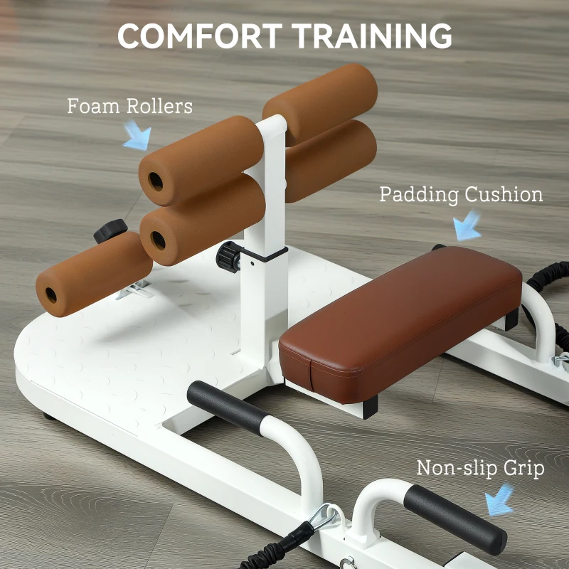 Soozier Foldable Sissy Squat Machine, Hip Thrust Machine with Push Up Stand, Multipurpose Glute Workout Equipment, White