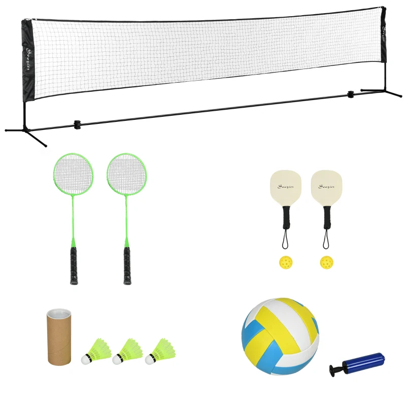 Soozier All-in-1 Badminton Set, Height Adjustable for Pickleball, Volleyball, Badminton, Backyard, Beach, Driveway Game