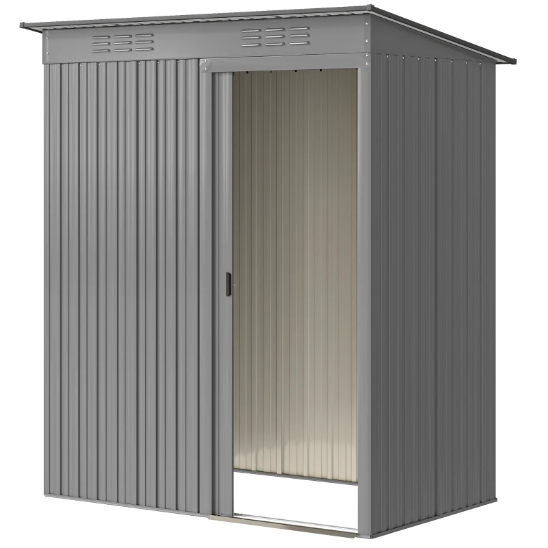 Outsunny 5.2' x 3.5' Outdoor Storage Shed, Easy to Assemble Metal Garden Shed, for Backyard, Lawn, Patio, Light Grey