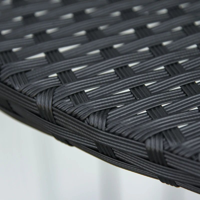 Outsunny Half Round Side Table, PE Rattan Coffee Table with Metal Frame for Patio, Garden, Balcony, Black