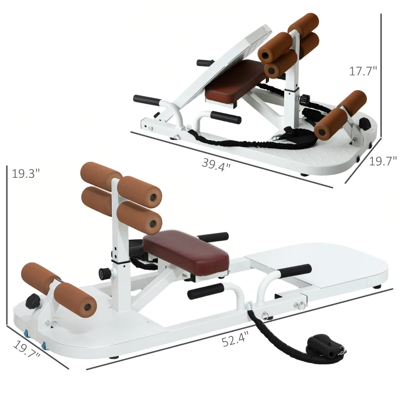 Soozier Foldable Sissy Squat Machine, Hip Thrust Machine with Push Up Stand, Multipurpose Glute Workout Equipment, White