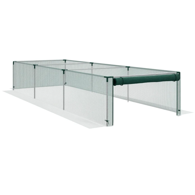 Outsunny 12' x 4' Plant Protection Cage with Zipper Roll-Up Door, Plant Protector from Animals with Galvanised Steel Frame
