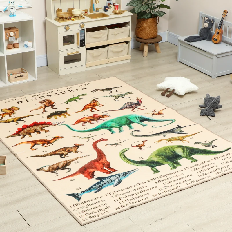 Qaba Large Play Mat 200 x 150 cm, Crawling Mat for Toddlers, Living Room and Bedroom with Dinosaur Pattern