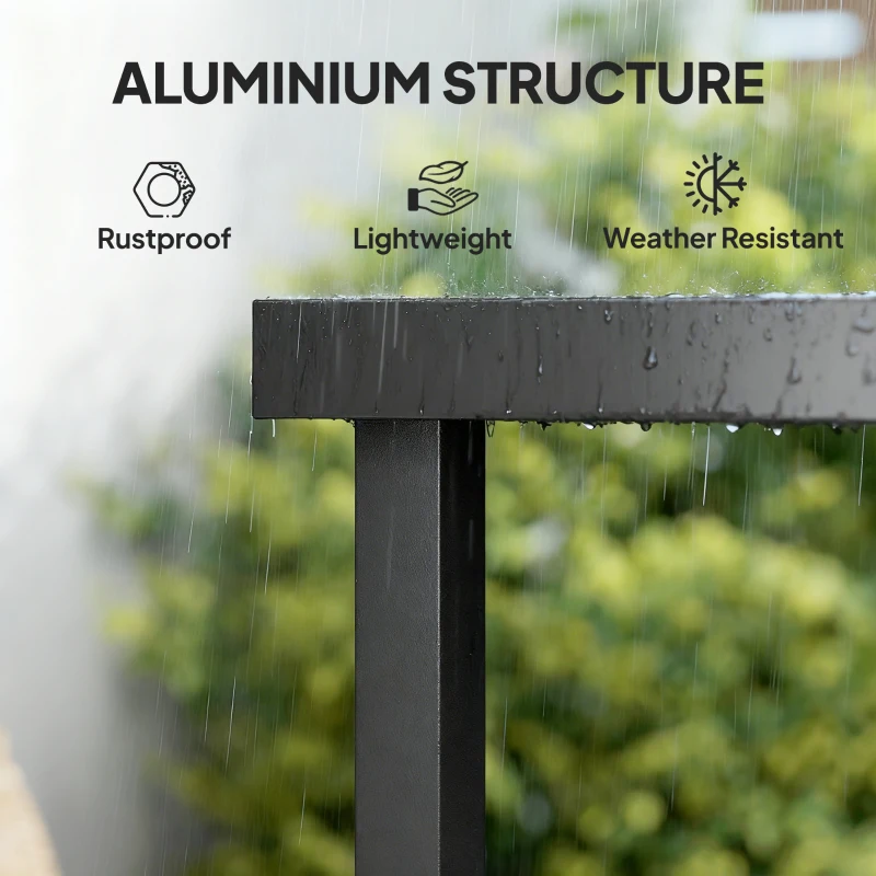 Outsunny Patio Dining Table for 8, Rectangular Aluminum Outdoor Table for Garden Lawn Backyard, Black