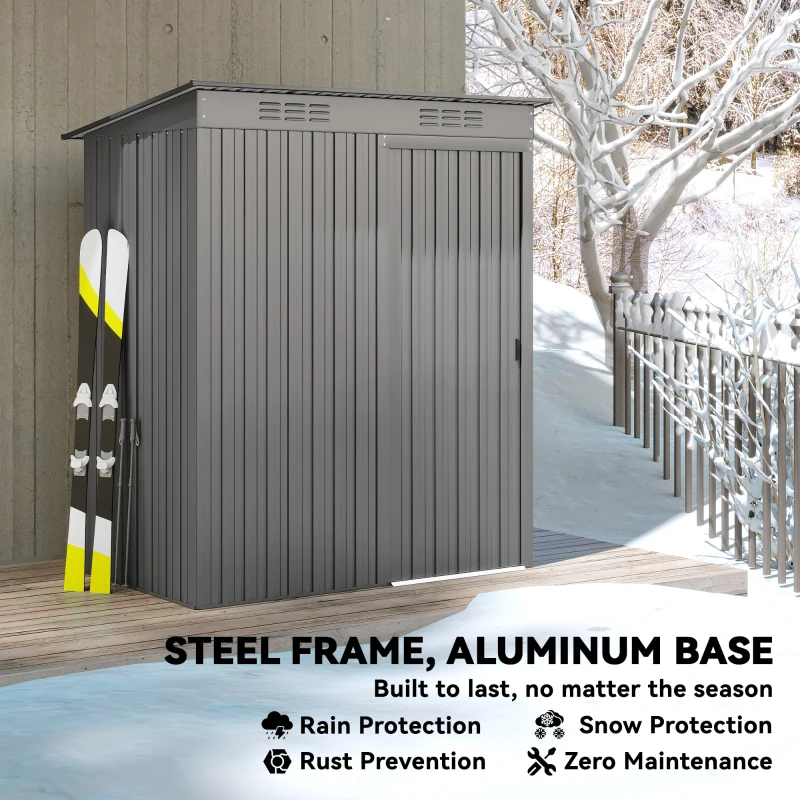 Outsunny 5.2' x 3.5' Outdoor Storage Shed, Easy to Assemble Metal Garden Shed, for Backyard, Lawn, Patio, Light Grey