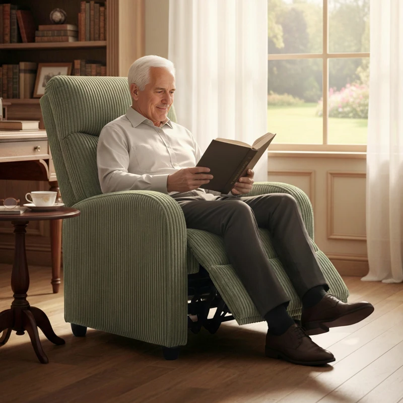 HOMCOM Fabric Recliner Chair Manual Home Theater Seating Single Reclining Sofa Chair with Padded Seat for Living Room