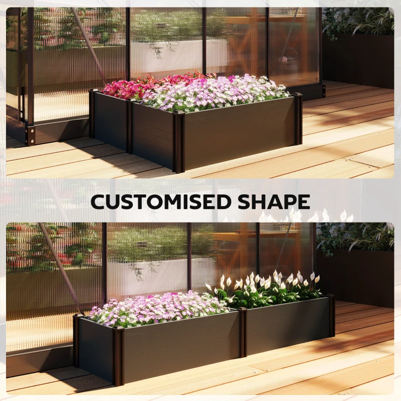 Outsunny Vinyl Raised Garden Bed Kit, Set of 2 Elevated Garden Boxes with Open Bottom, Screwless Outdoor Planter Box