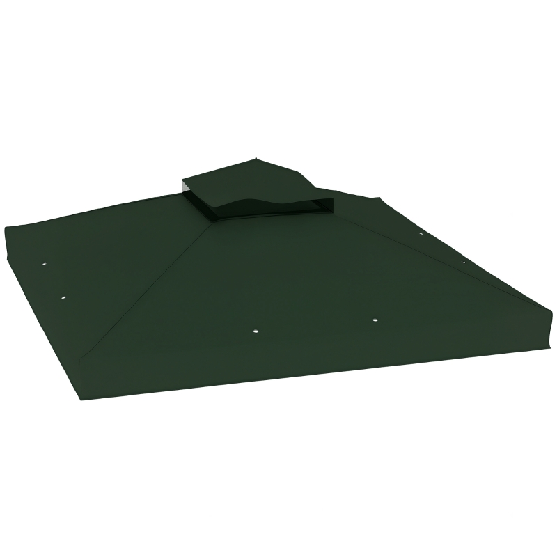 Outsunny 10' x 10' Gazebo Canopy Replacement Cover, 2-Tier Garden Gazebo Roof Replacement, UPF30+, TOP COVER ONLY, Green