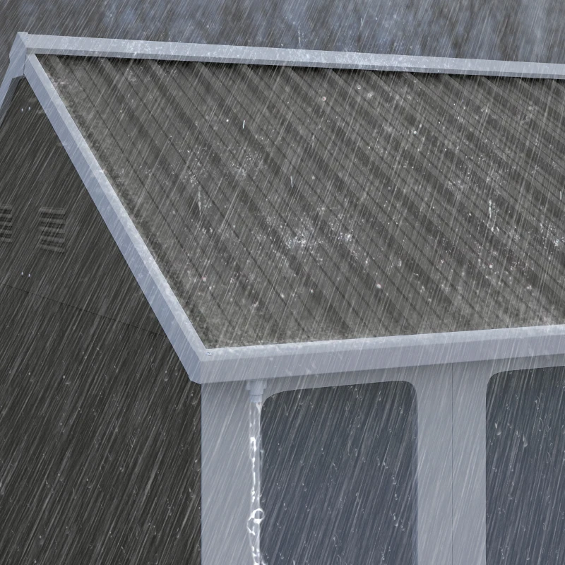 Outsunny 12' x 5.5' Metal Garden Storage Shed, Outdoor Tool Storage House with Lockable Door, Vents, Sloped Roof, Light Grey