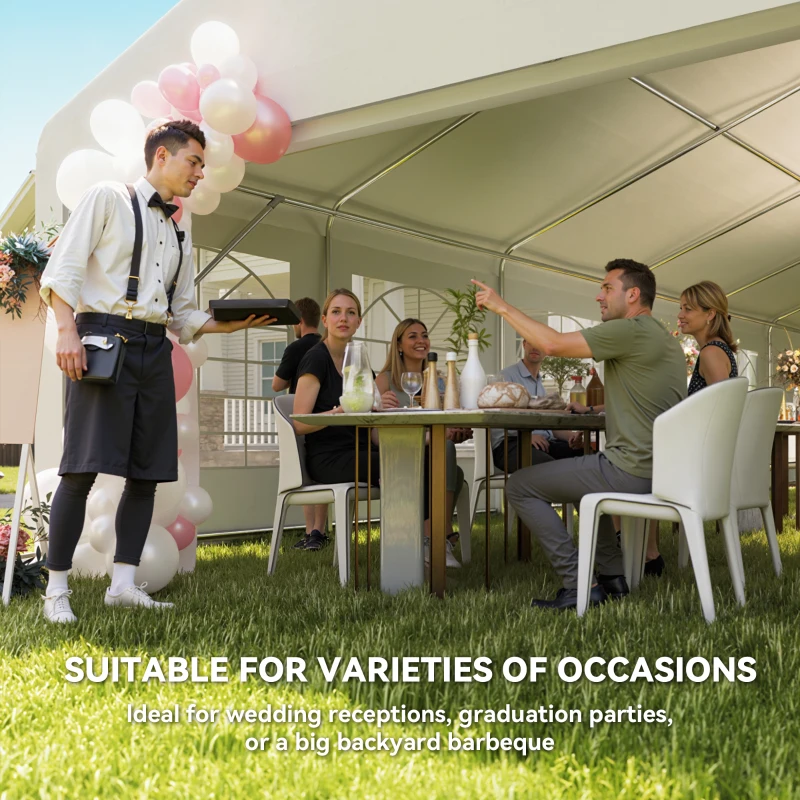 Outsunny 23' x 39' Large Outdoor Carport Canopy Party Tent with Removable Protective Sidewalls & Windows, White