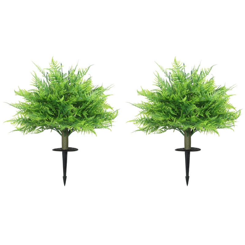 HOMCOM Artificial Boston Ferns UV-Resistant Fake Plants for Indoor Outdoor Decor Set of 2