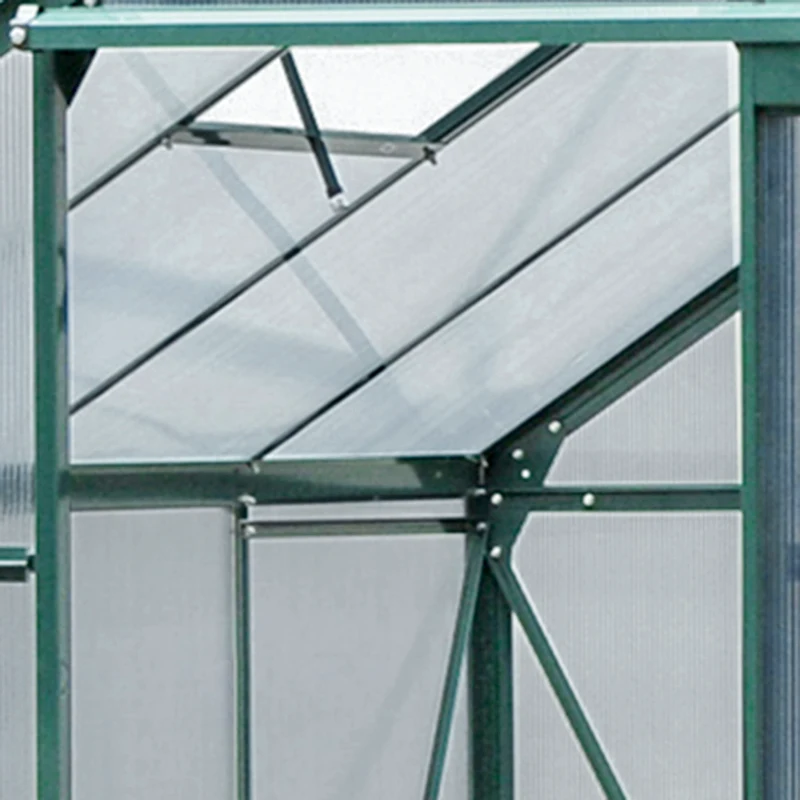 Outsunny 6' x 8' Outdoor Greenhouse with Rain Gutter and Roof Vent for Patio Backyard Dark Green