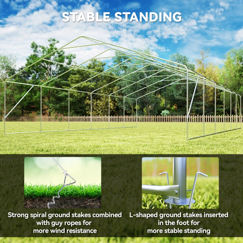 Outsunny 23' x 39' Large Outdoor Carport Canopy Party Tent with Removable Protective Sidewalls & Windows, White