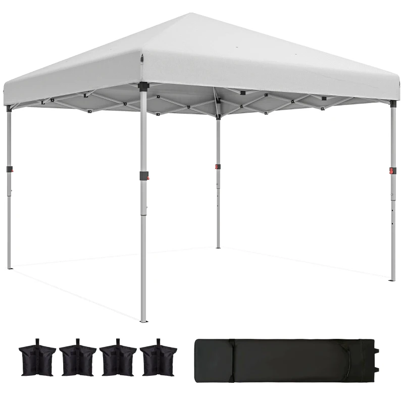Outsunny 10' x 10' Pop Up Canopy with Sidewalls, Roller Bag, Height Adjustable Instant Tent for Outdoor, Garden, Patio, White