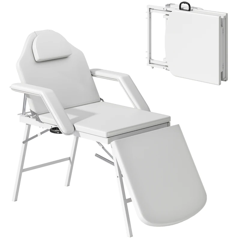 HOMCOM Portable Massage Table, Foldable Massage Bed, White