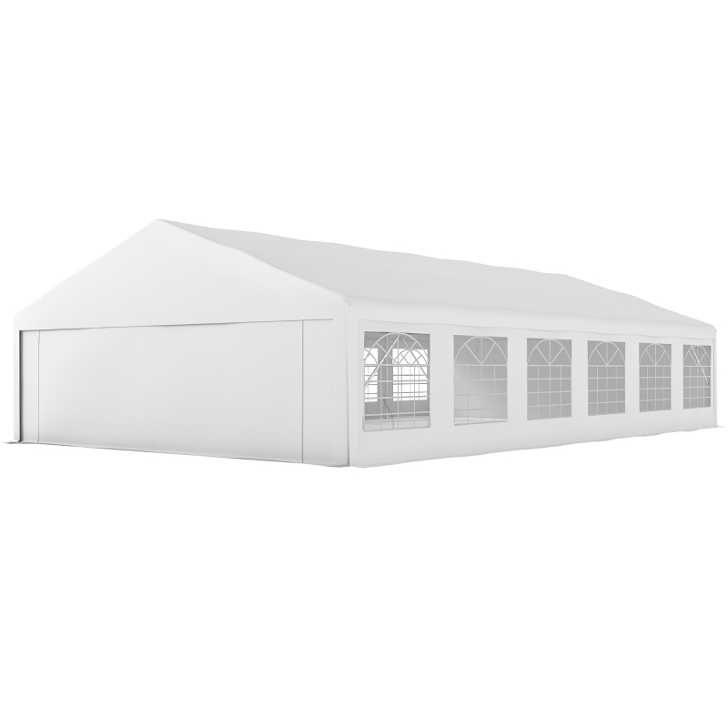 Outsunny 23' x 39' Party Tent, Heavy Duty Outdoor Canopy Tent Shelter with 2 Doors and 12 Windows for Parties, Events, White