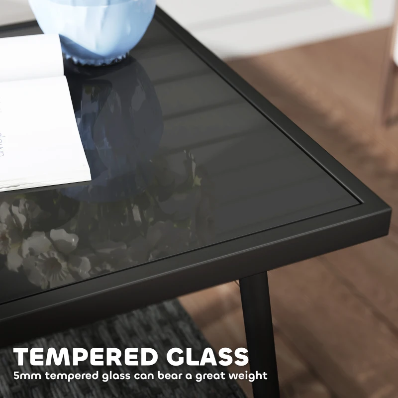 Outsunny Outdoor Bistro Set, 3 Piece Wicker Patio Furniture Set with Armchairs, 2-Tier Glass Table, Cushions, Dark Grey