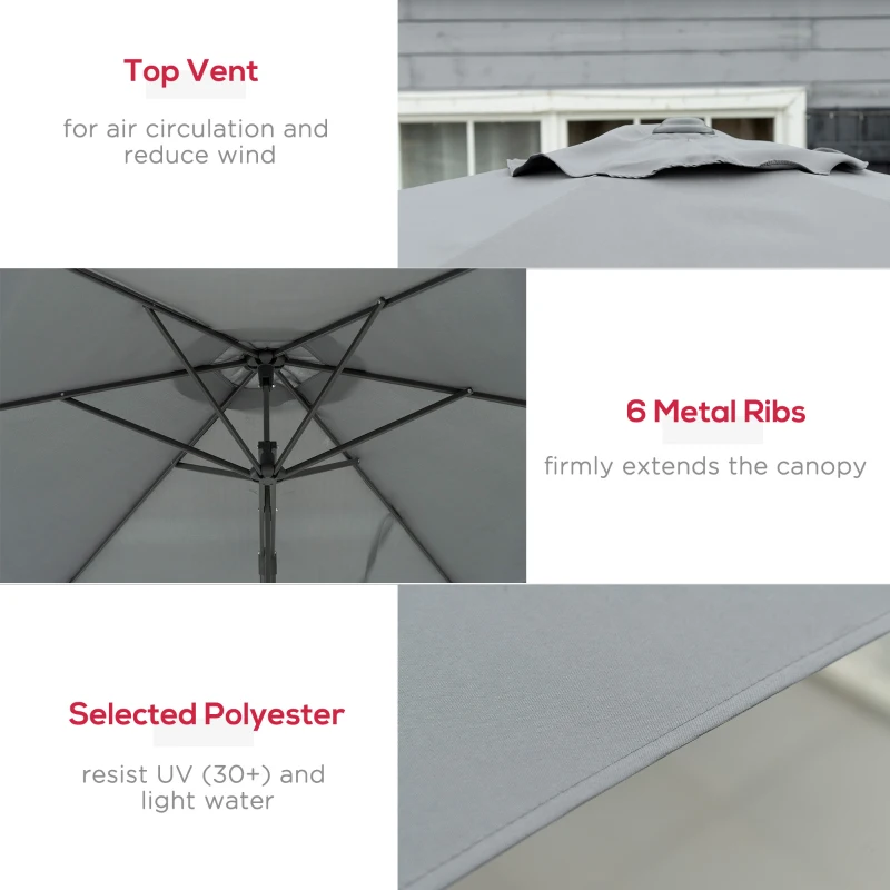 Outsunny 10ft Cantilever Patio Umbrella Offset Parasol with Crank Handle, Cross Base for Garden, Deck, Dark Grey