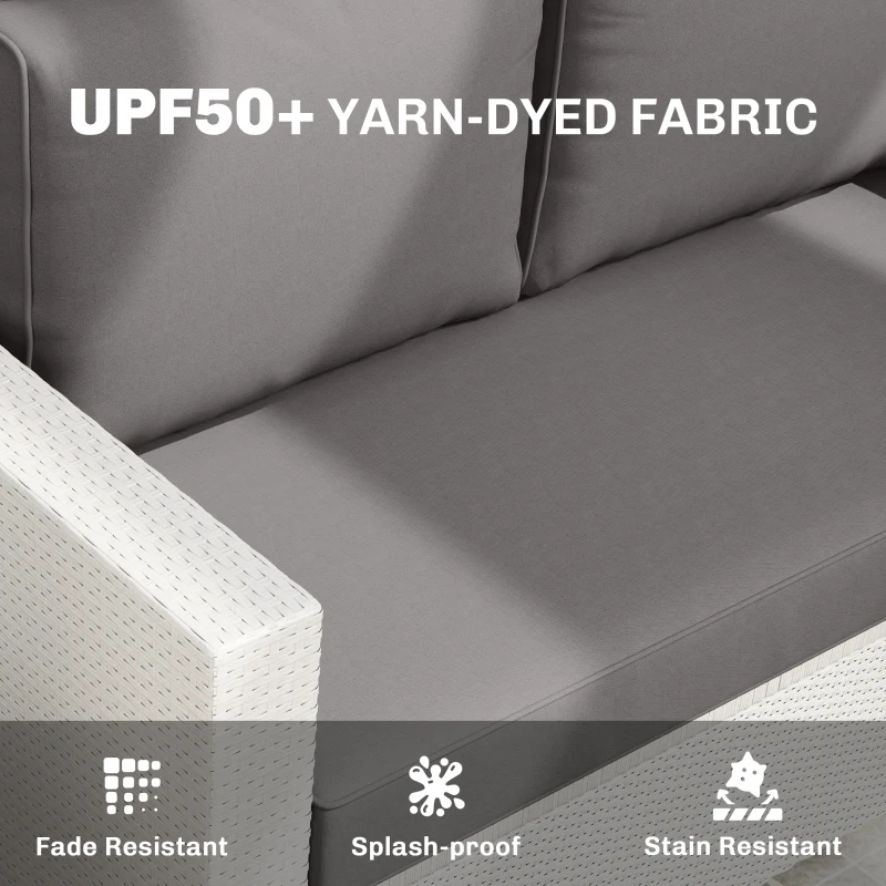 Outsunny 2 Seater Outdoor Seat Cushions with Backrest, Loveseat Double Sofa Outdoor Furniture Cushions, Light Grey