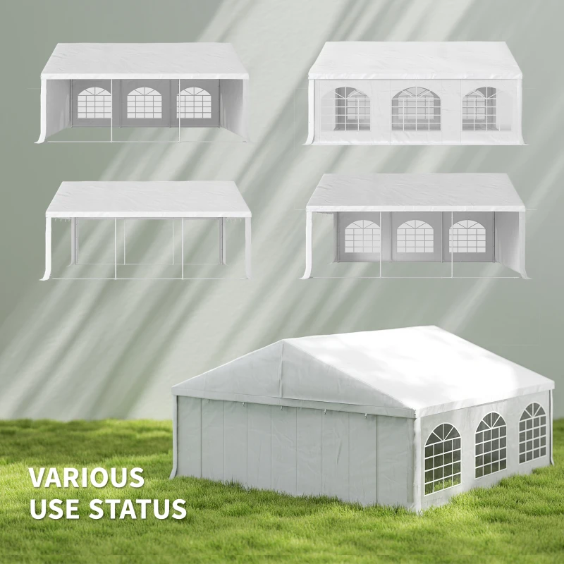 Outsunny 20' x 20' Heavy-duty Large Wedding Tent, Outdoor Carport Garage Party Tent, Patio Gazebo Canopy with Sidewall, White